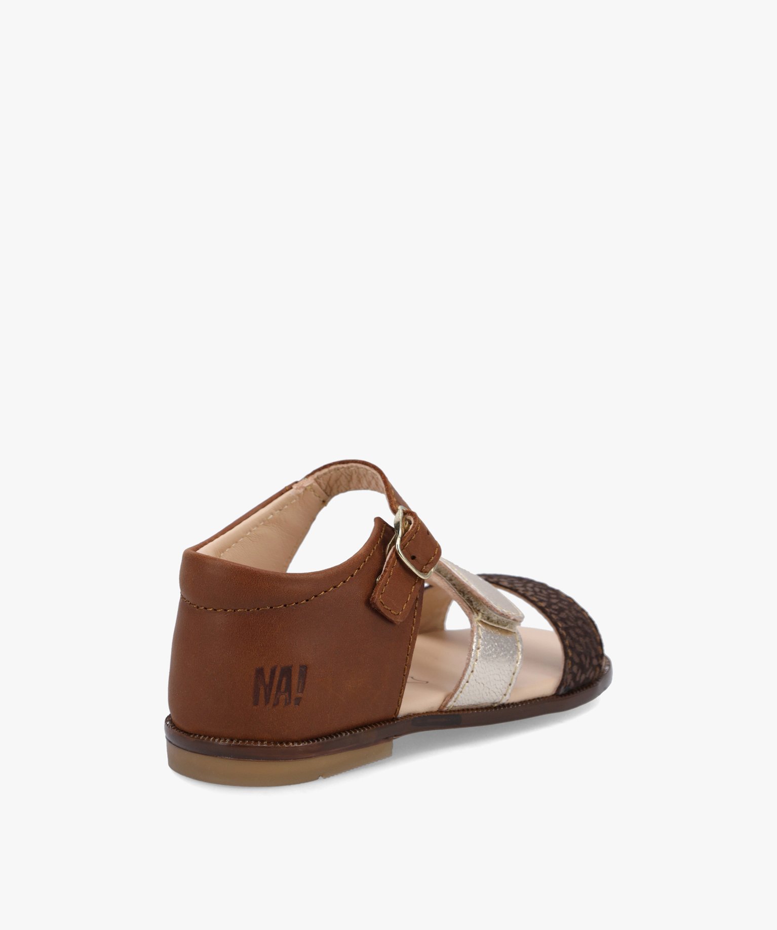 Sandales bébé fille à scratch dessus cuir métallisé –... camel | GEMO
