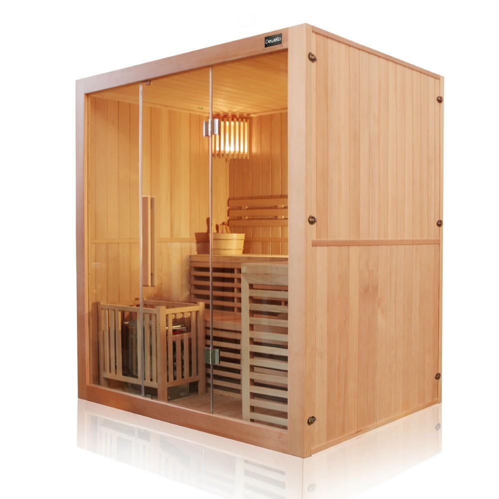 Dewello Finnische Sauna SARNIA 180cm x 140cm x 200cm