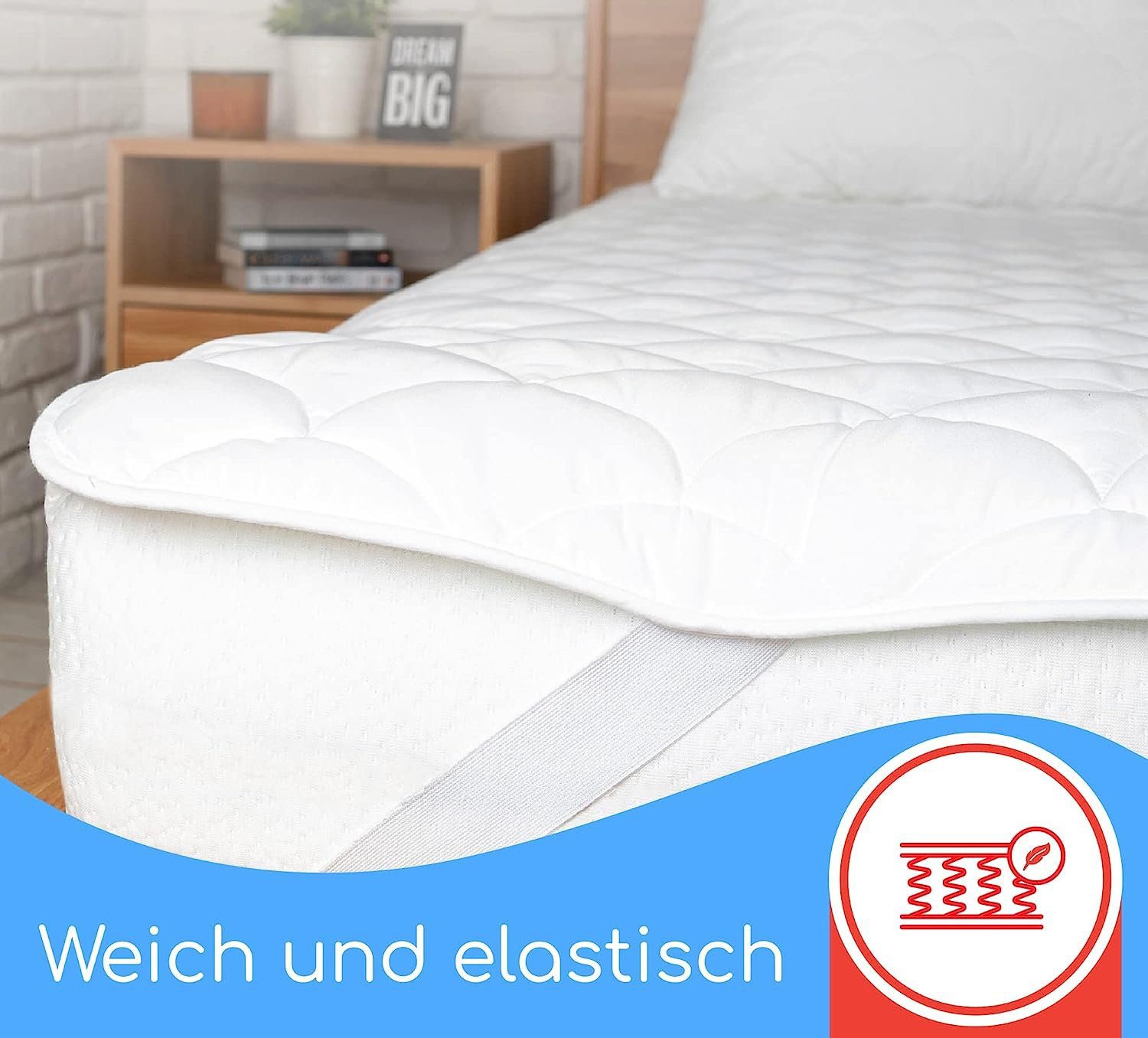 Matratzenschutzbezug Matratzenschoner,atmungsaktive Matratzenauflage mit 300 g/m² Füllung Mutoy, Bezug aus100% weiche Mikrofaser, Füllung 100%Baumwolle,mit 4 Eckgummi