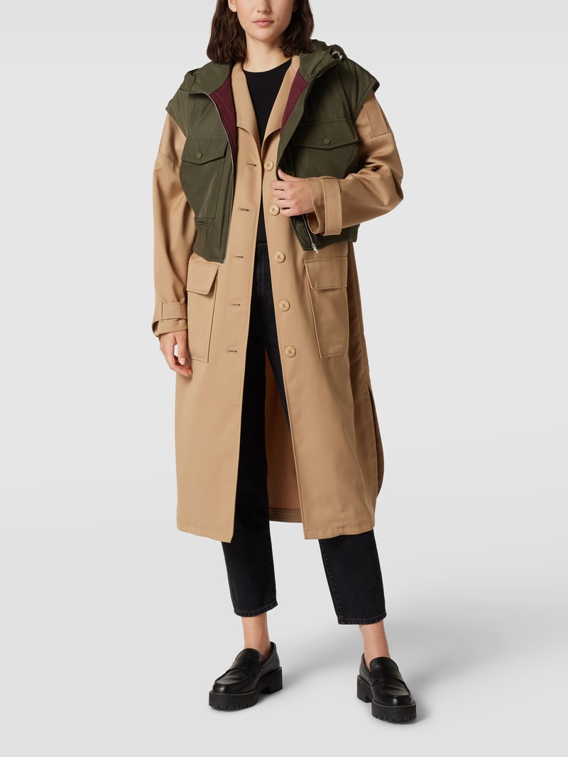 Oversized Weste mit Kapuze in khaki