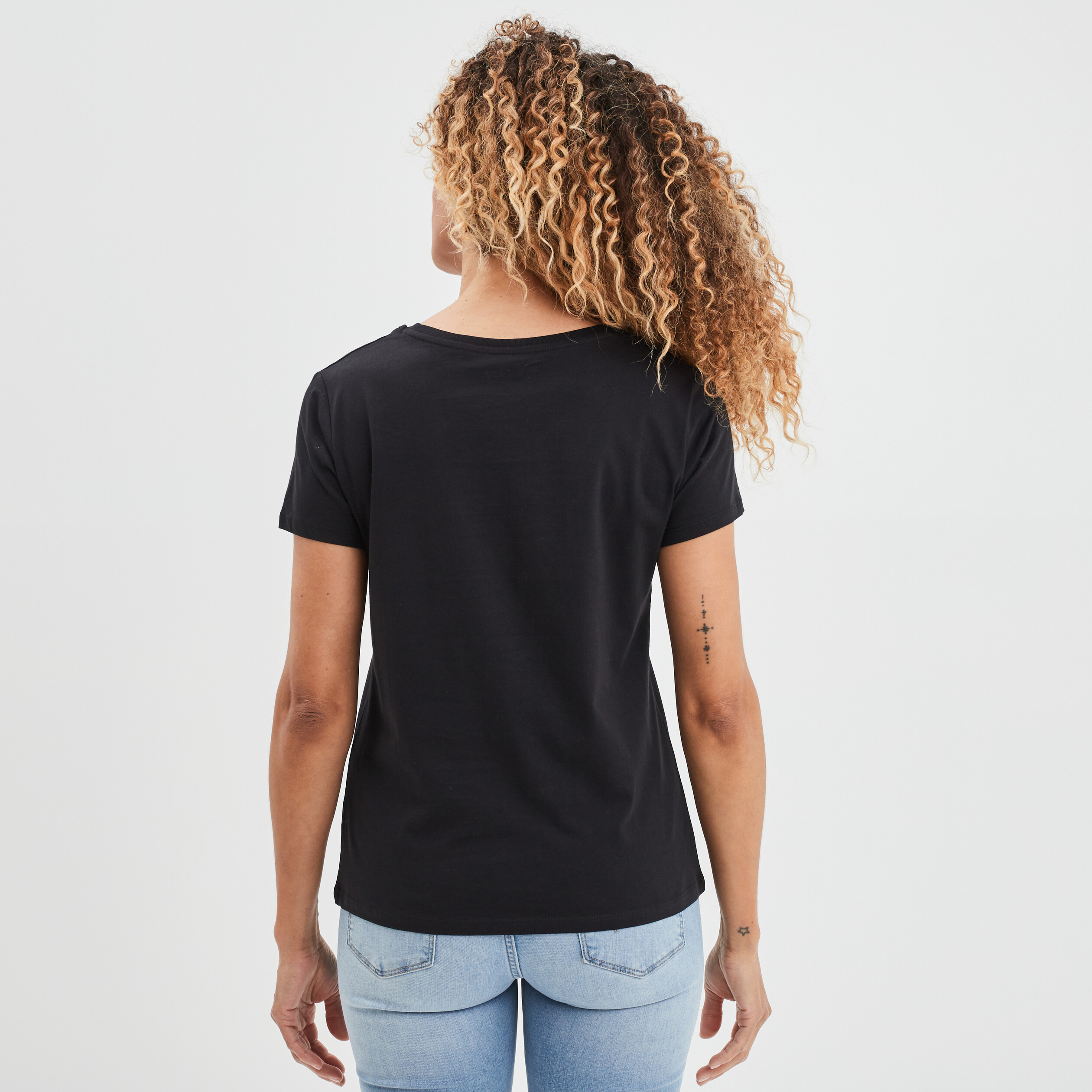 T-shirt ajusté coton Lilo et Stitch noir femme | La Halle