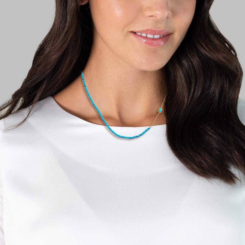 Glanzstücke München Collier en argent Argent sterling Turquoise reconstituée en Or jaune collier