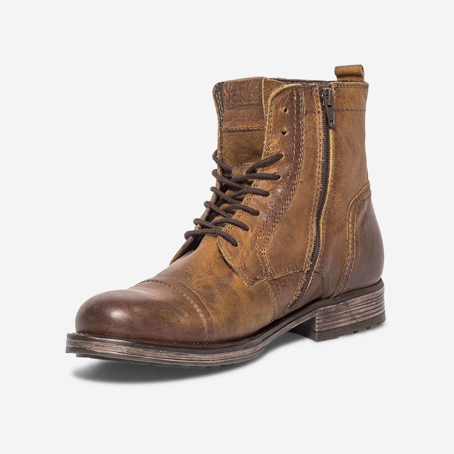 Boots JACK & JONES marron en cuir