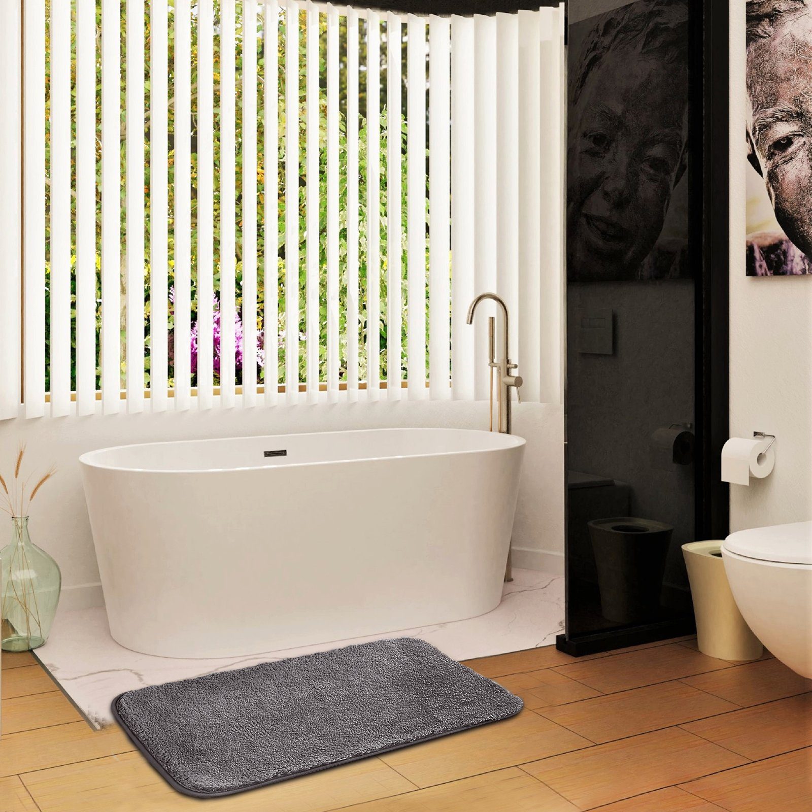 Badematte Badteppiche, rutschfeste Badematten, weiche und Flauschige Badteppiche CALIYO, Memory Schaum, schnell trocknend, strapazierfähig, Polyester, trockene und schimmelresistente Badedecken für Bad und Küche