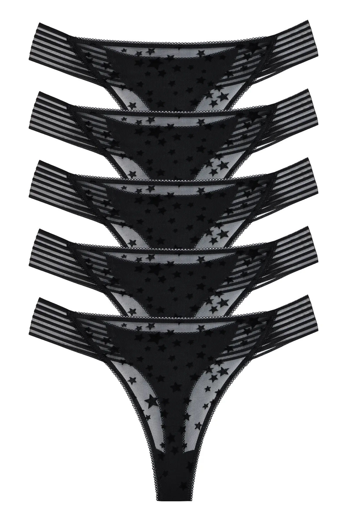 Sensu  Damen-Tangas mit detaillierten Tülldetails im 5er-Pack – KTS4010TÜL-5