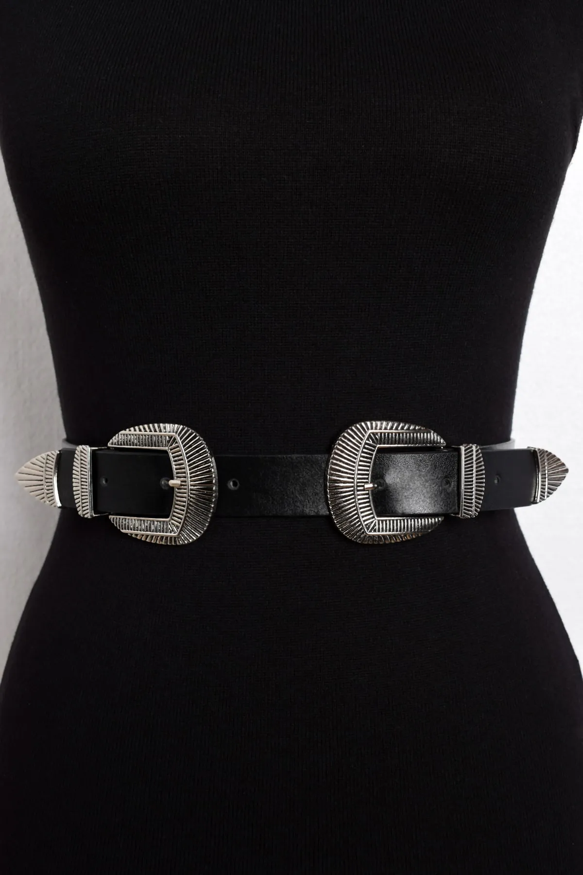Cool & Sexy  Schwarzer Doppelgürtel für Damen BE220