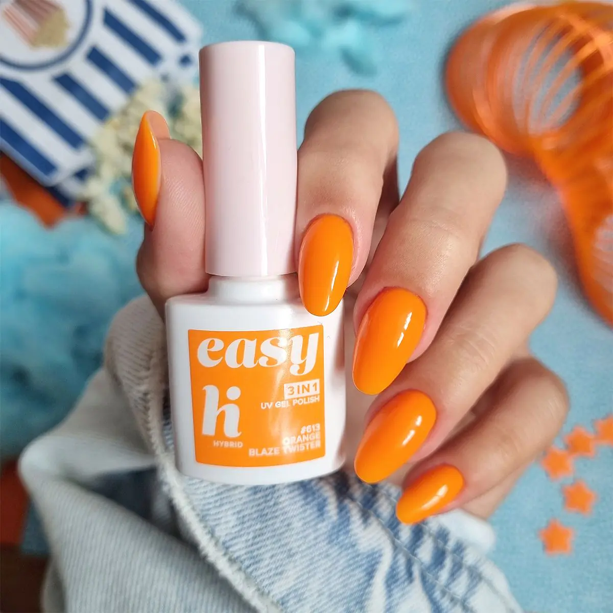 Hi Hybrid Easy 3in1 хибридни лак за нокте 613 Orange Blaze Twister