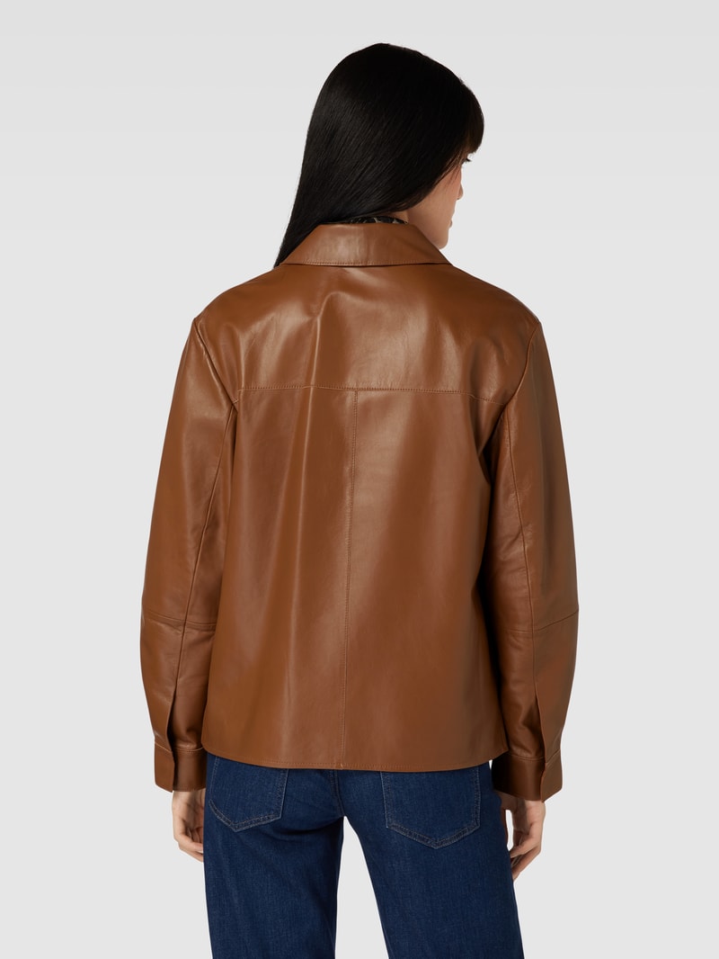 Hemdjacke aus Lammleder Modell 'CLASSE' in haselnuss braun