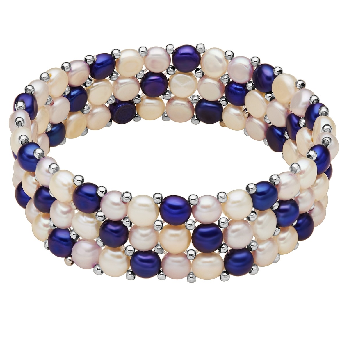 Perlen-Armband Messing Süßwasser-Zuchtperle in Silber