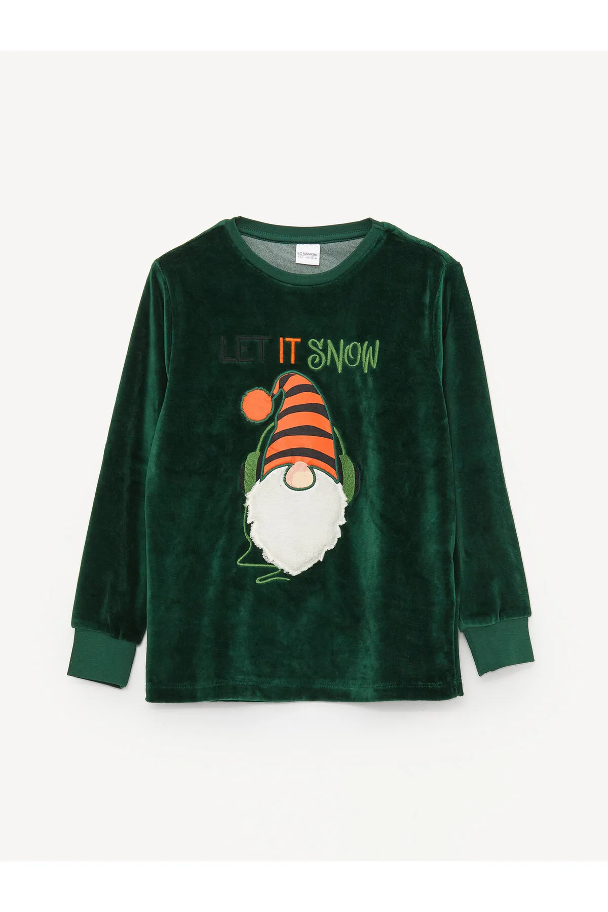 LC Waikiki  Jungen-Pyjama-Set aus Samt mit Rundhalsausschnitt und Neujahrsmotiv