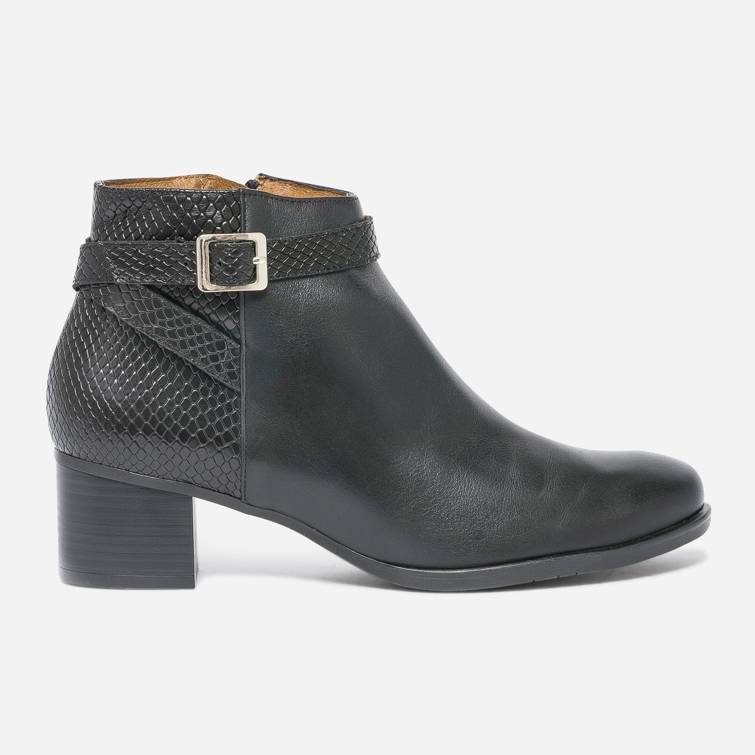 Boots à talon ERAM FLEX noir cuir embossé