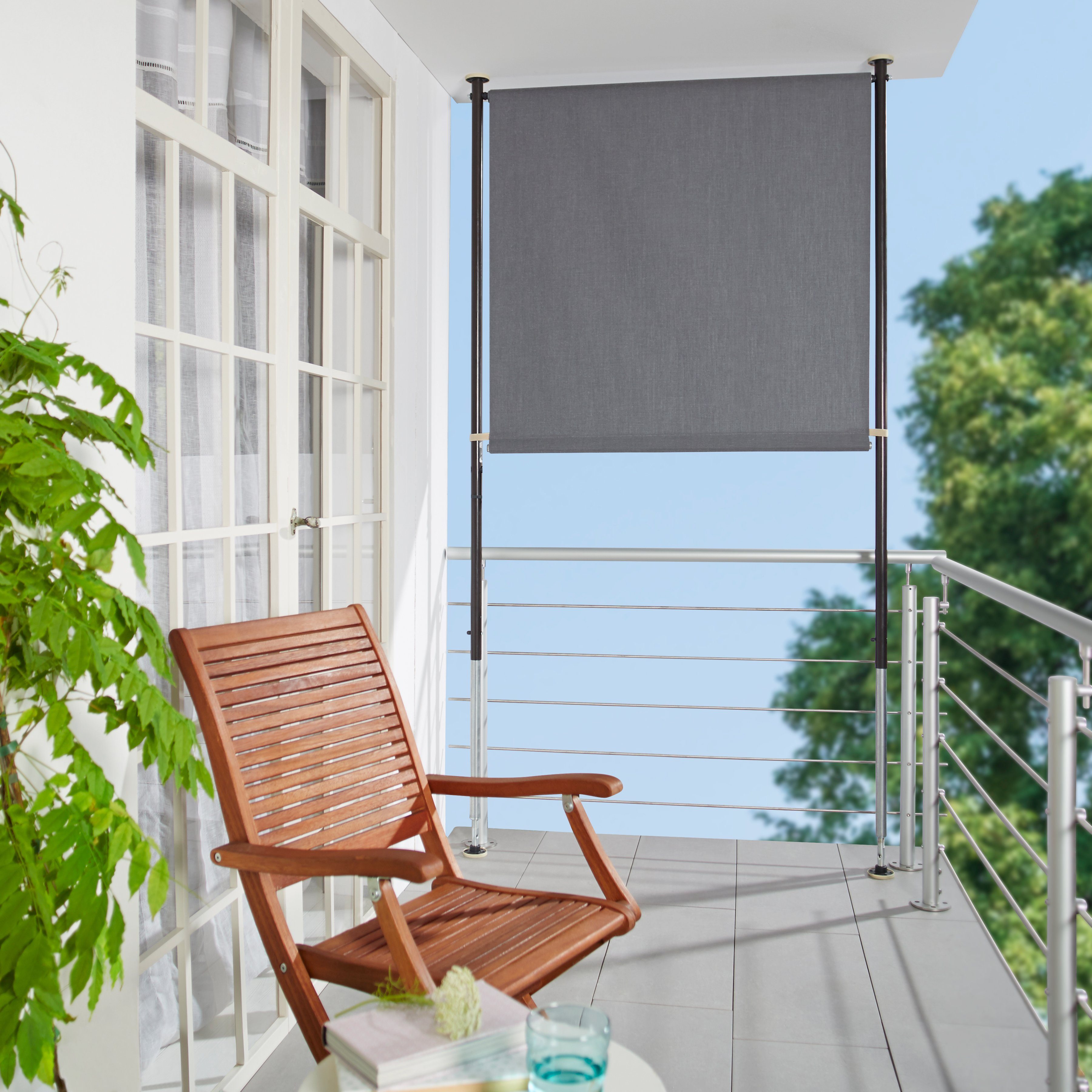 Angerer Freizeitmöbel Klemm-Senkrechtmarkise grau, BxH: 150x275 cm