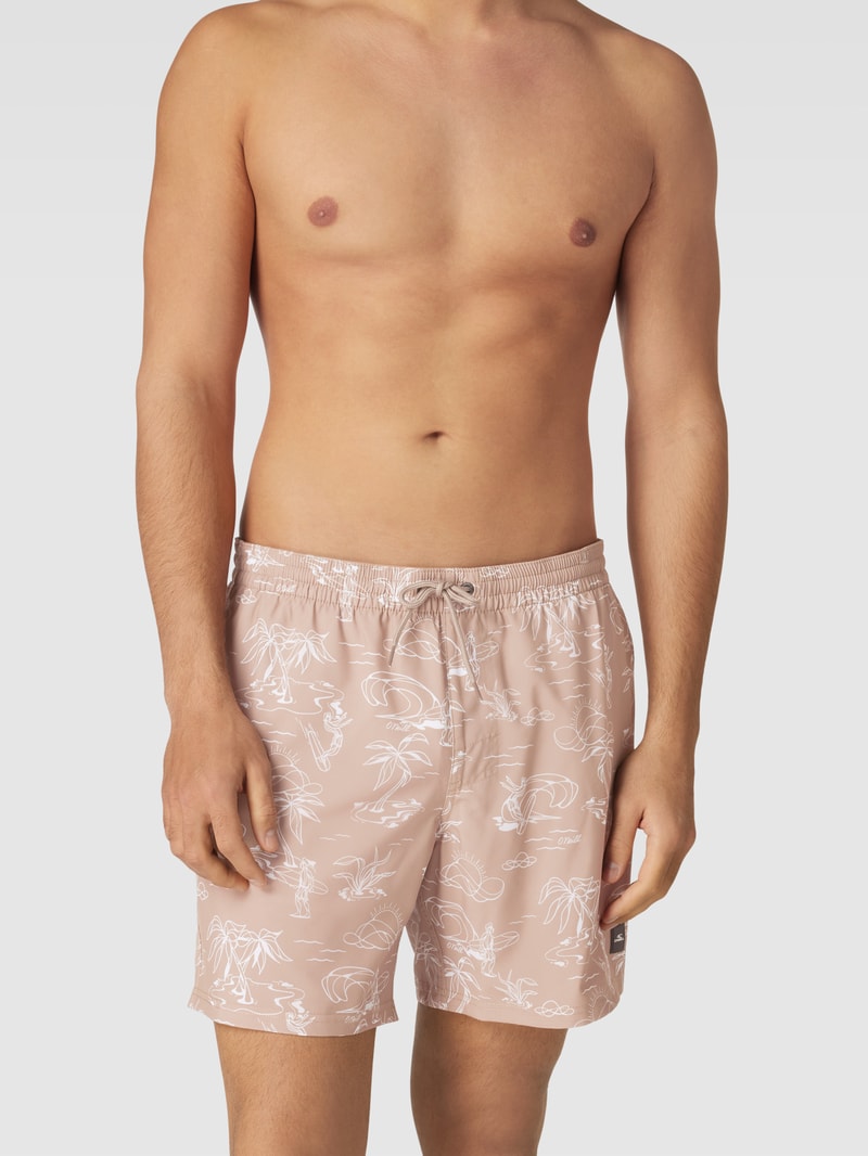 Badehose mit Motiv-Print Modell 'CALI' in beige