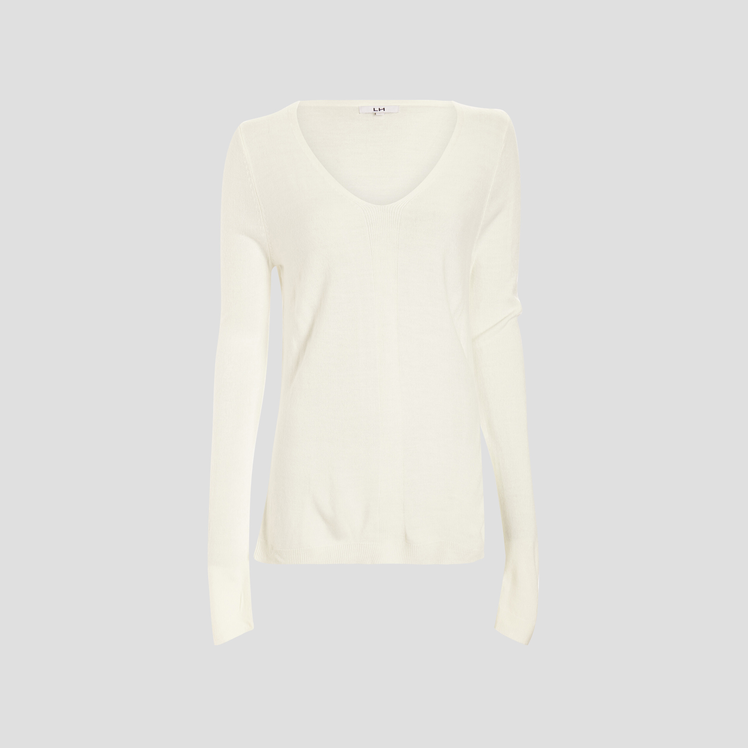 Pull col V manches longues ivoire femme | La Halle