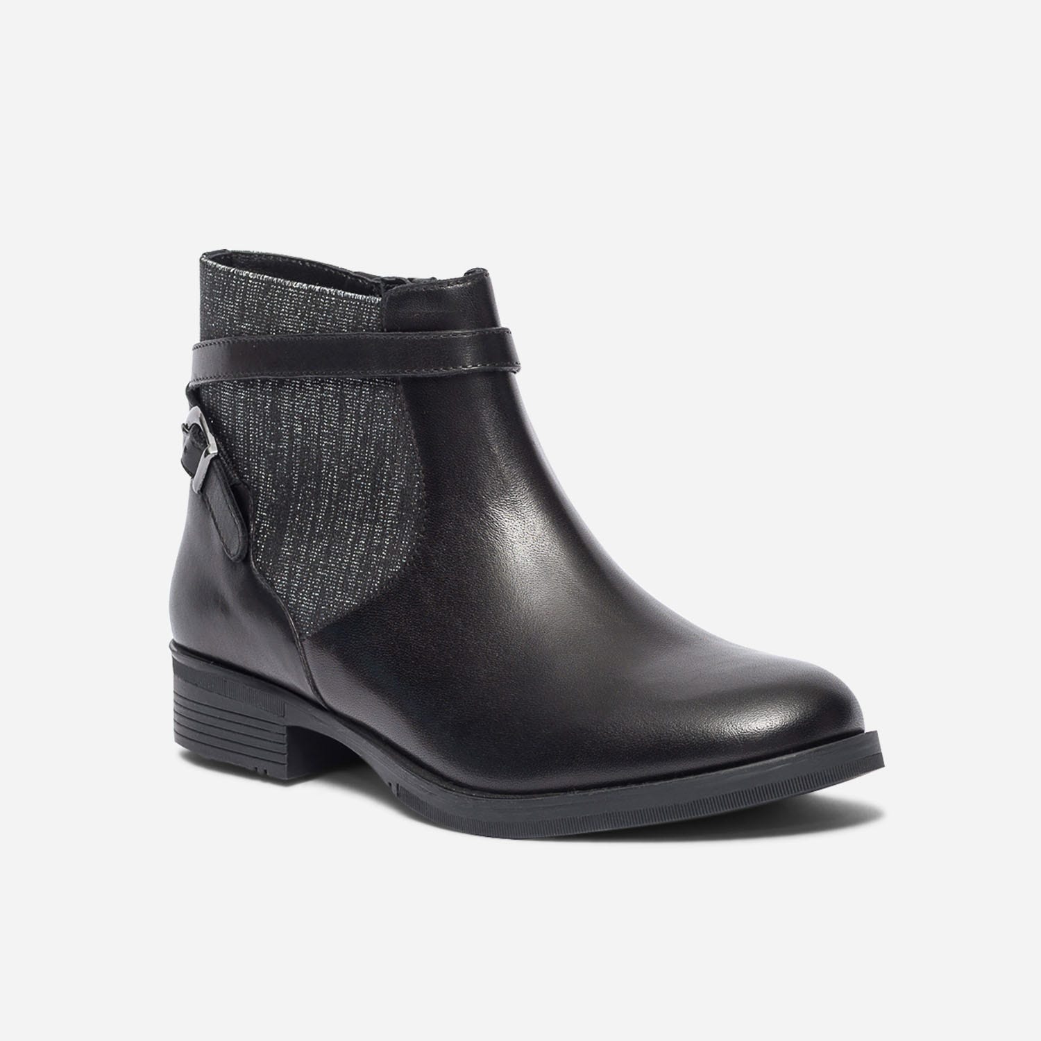 Boots jodhpur noir en cuir à élastique pailleté