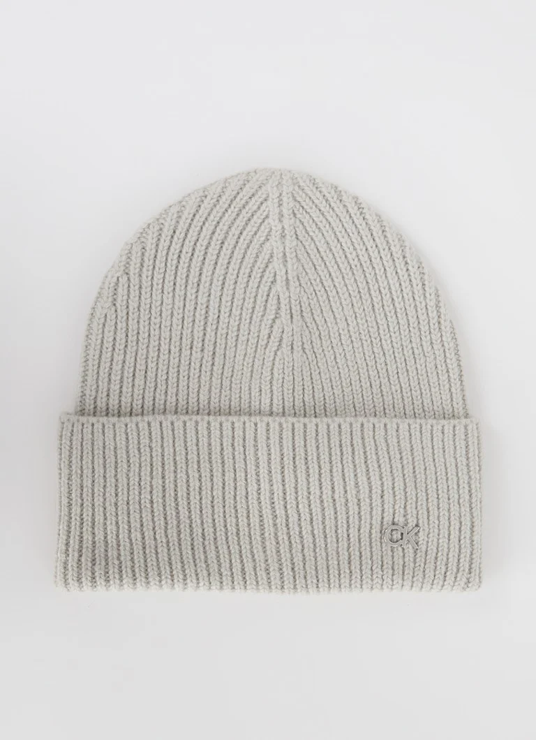 Calvin Klein Rib-knit hat in cashmere blend with logo