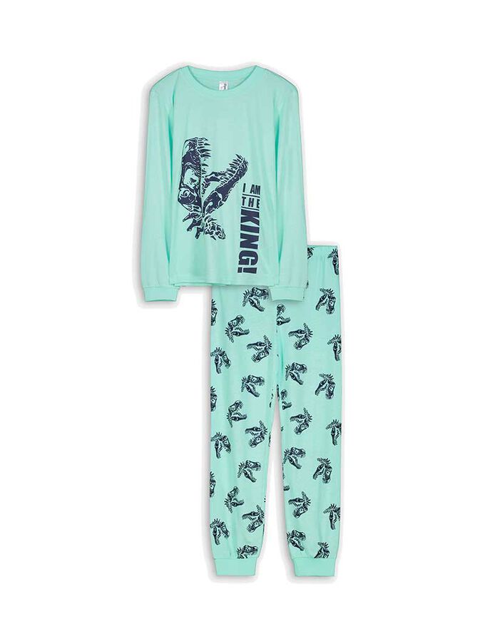Pyjama Set aus Langarmshirt und Hose- Print