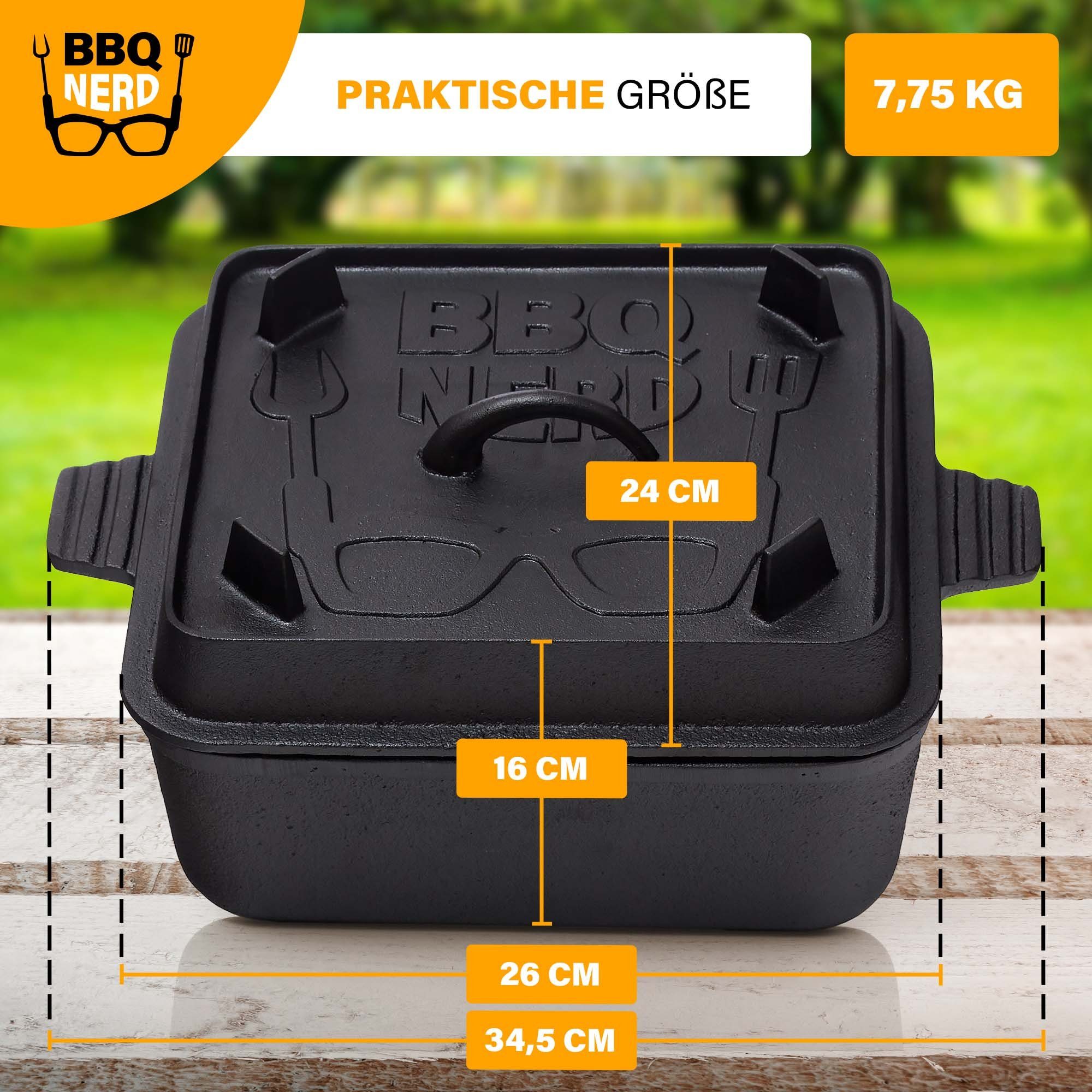 BBQ Nerd Brotbackform, Dutch Oven Brottopf - Kastenform mit Deckel , Brotbackform