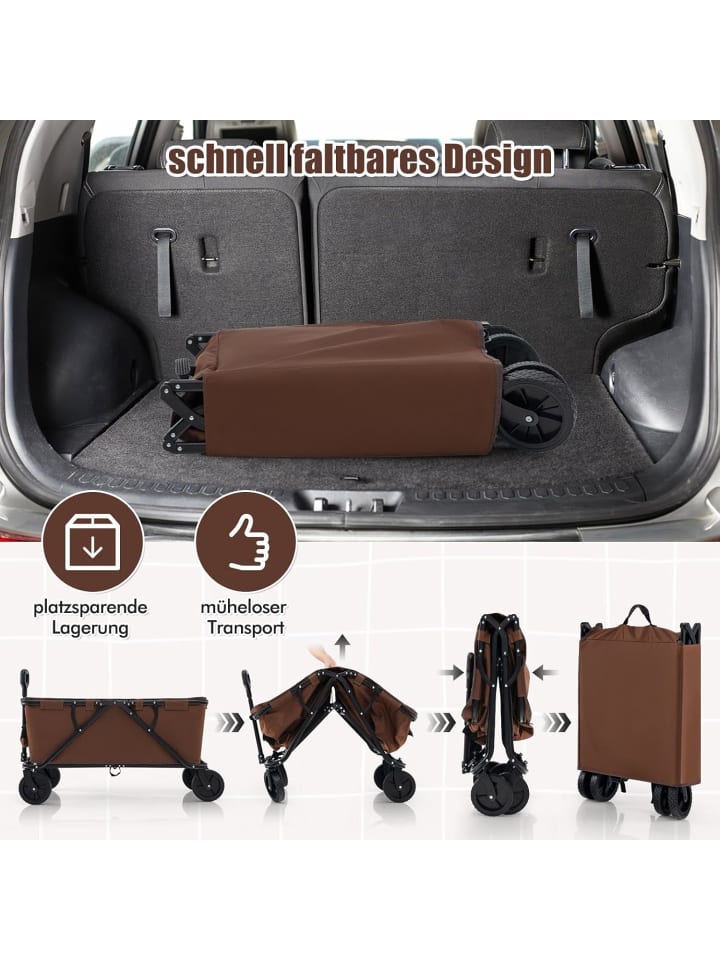 COSTWAY Bollerwagen faltbar in Braun günstig kaufen onesize