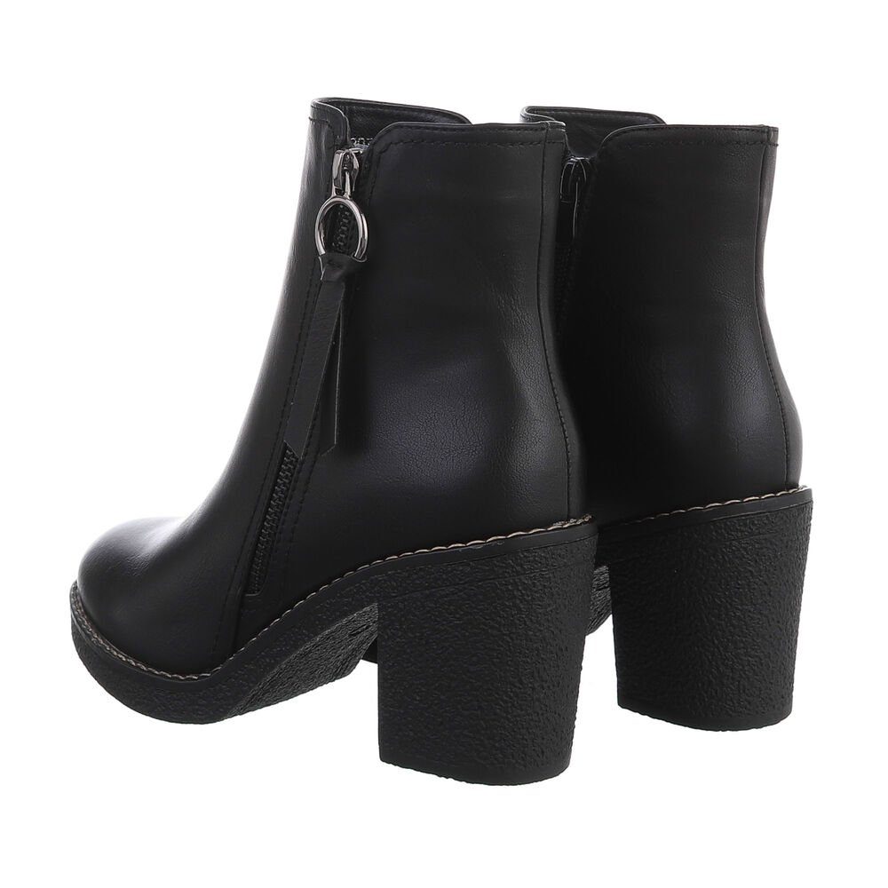 Ital-Design Damen Freizeit High-Heel-Stiefelette Blockabsatz High-Heel Stiefeletten in Schwarz