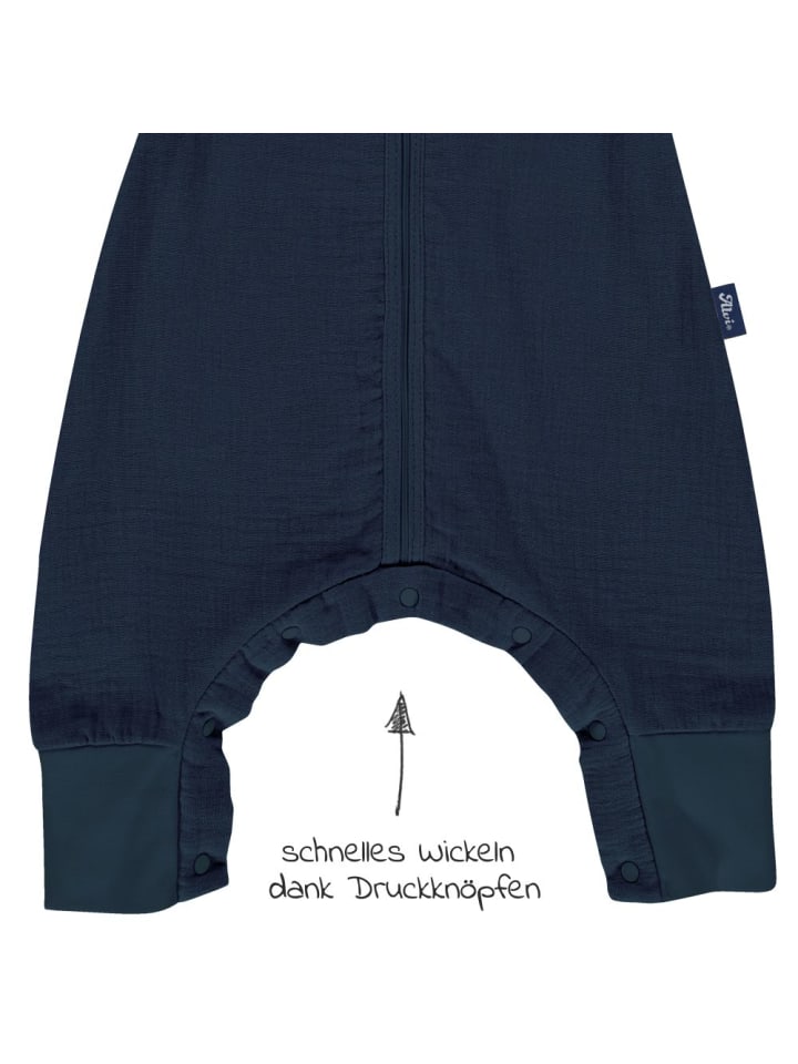 Alvi Sommer-Schlafsack mit Füßen Musselin / Sleep-Overall in blau günstig kaufen 110