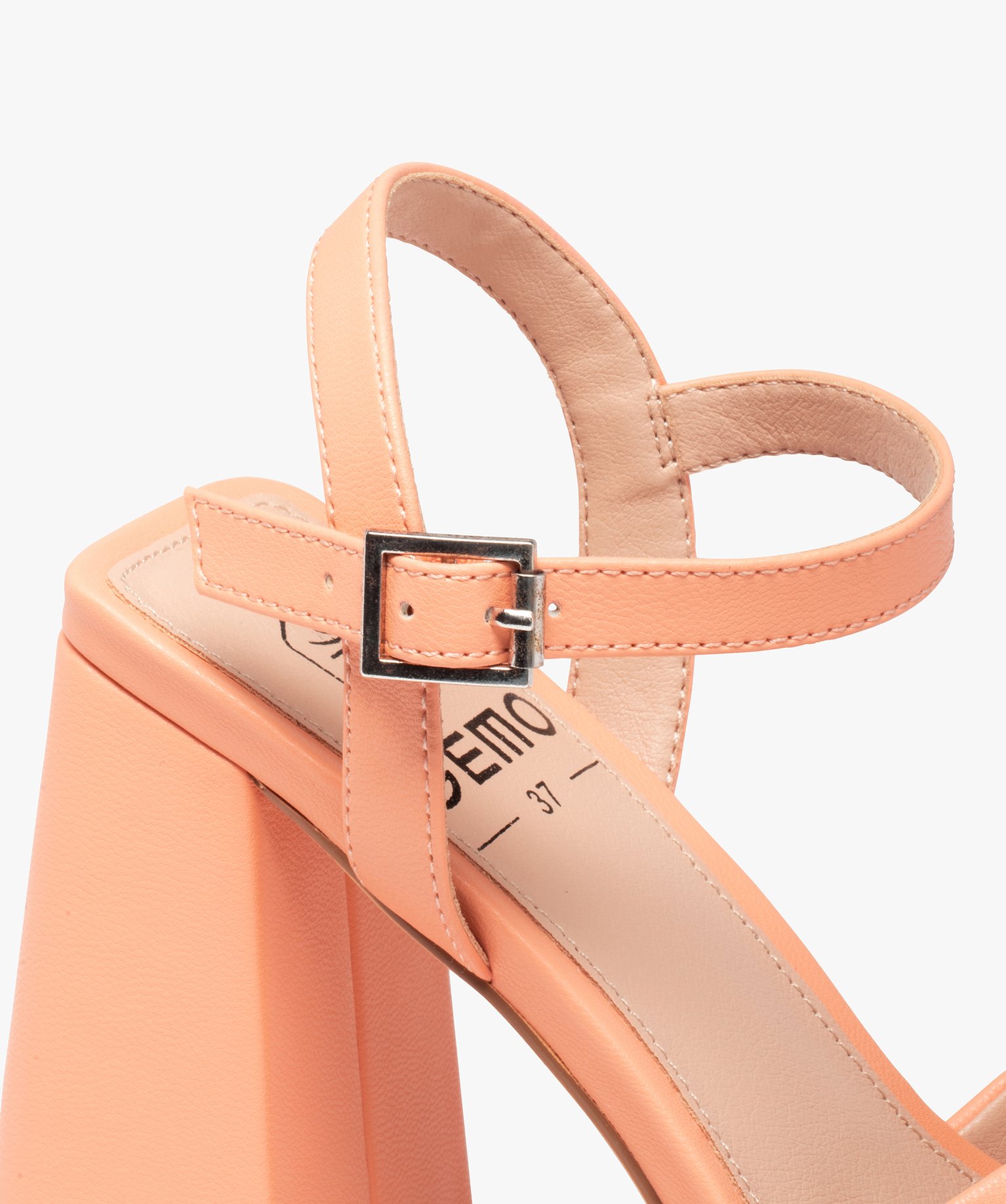 Sandales femme unies à talon flare haut beige | GEMO
