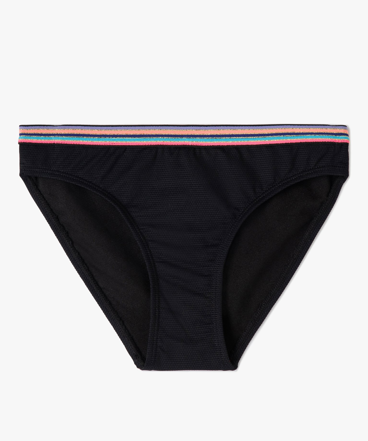 Slip de bain fille avec ceinture multicolore noir | GEMO