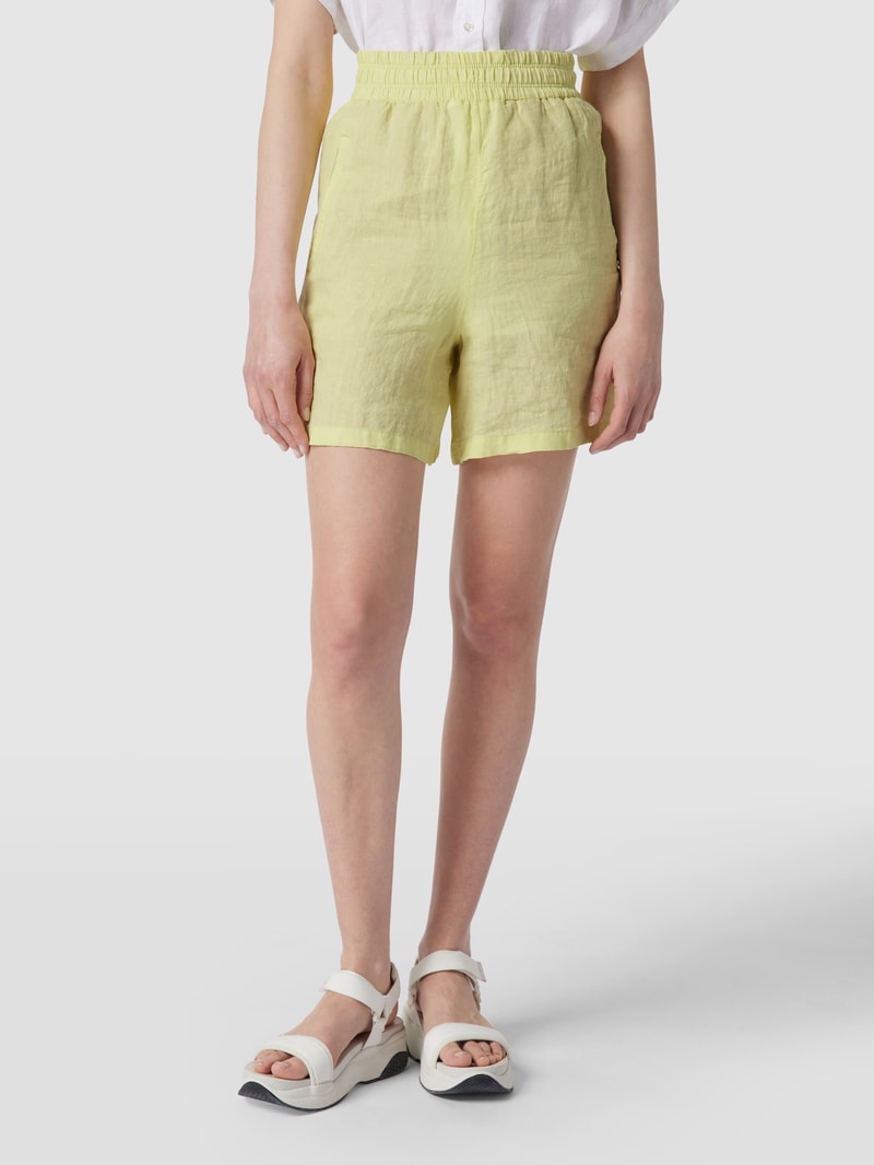 Leinenshorts mit Eingrifftaschen in neon gelb