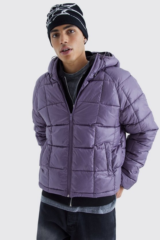 Kastige Steppjacke mit Kapuze