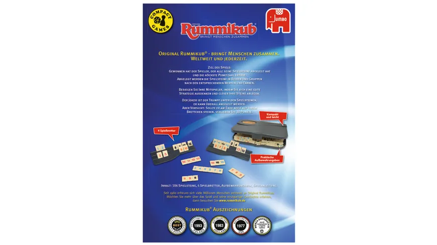Jumbo Spiele - Original Rummikub Kompaktspiel