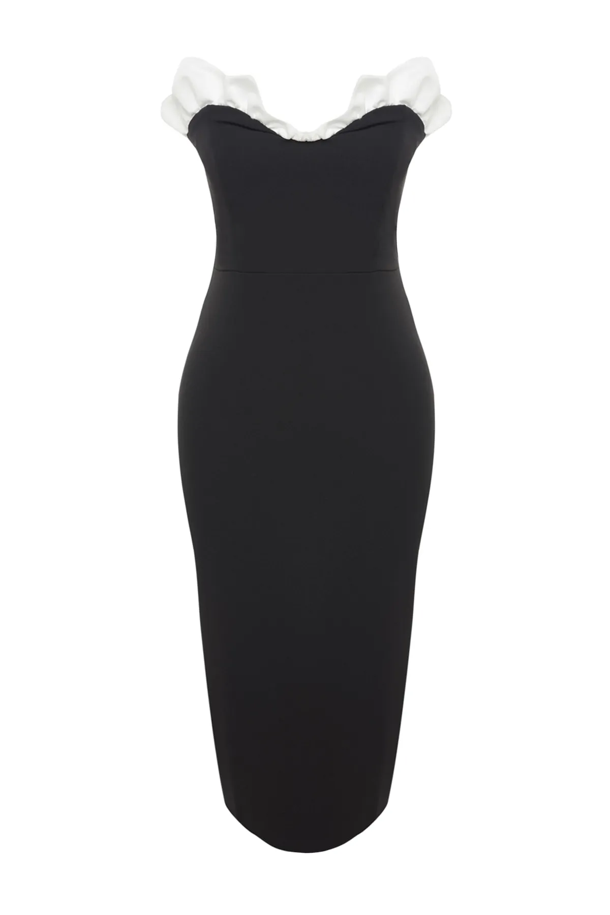 Trendyol Collection  Schwarz-weißes, tailliertes, gewebtes, elegantes Abendkleid TPRSS23EL00303