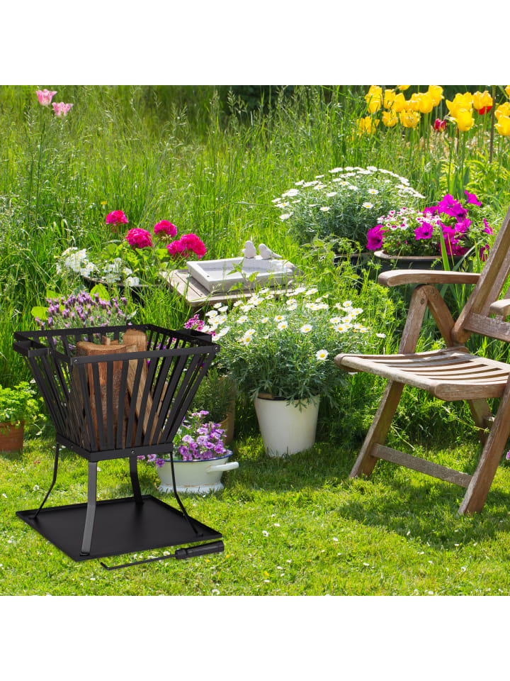 relaxdays Feuerkorb in Schwarz - (B)56,5 x (H)56 x (T)45 cm günstig kaufen onesize