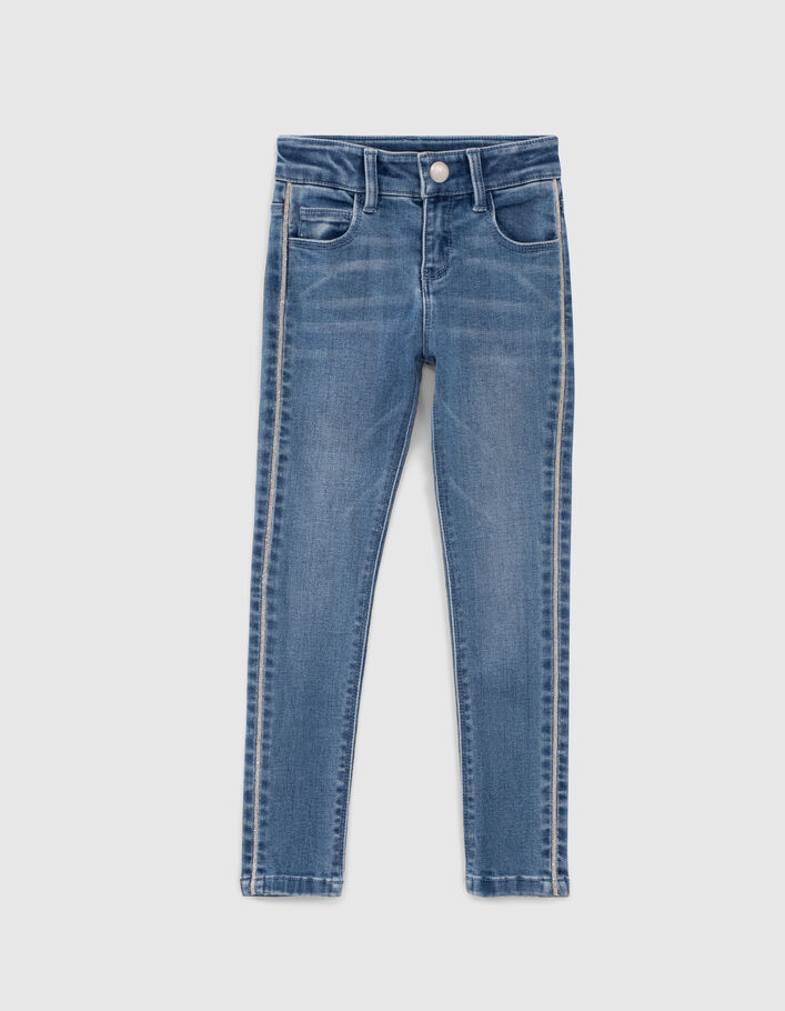 Jean skinny bleu microbilles côtés fille