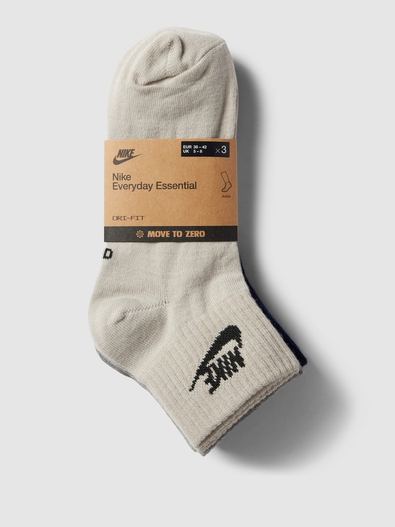 Socken mit Label-Print im 3er-Pack Modell 'EVERYDAY Essential' in offwhite meliert