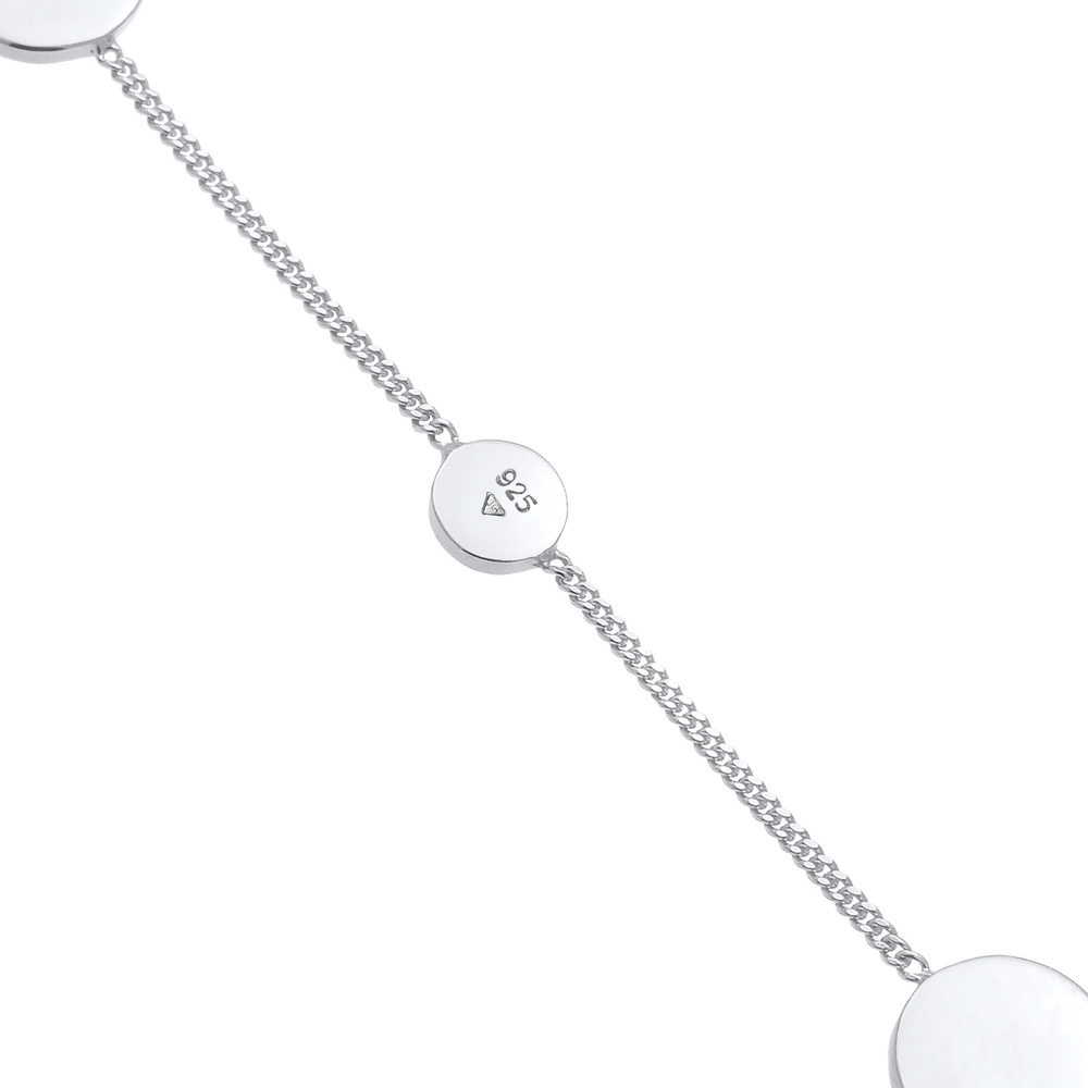 Elli Elli Bracelet Cercle des dames - Plaquette ronde brillante en 925/1000 argent mas Bracelet