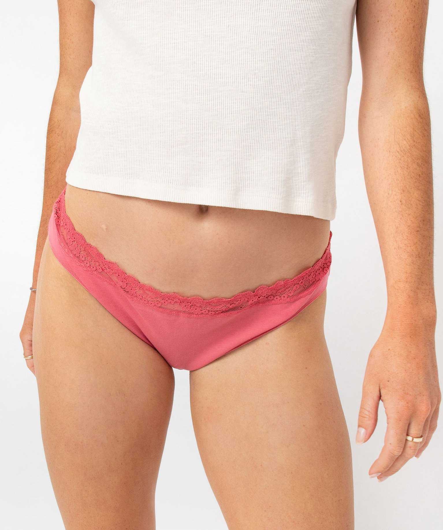 Culotte en coton stretch avec taille dentelle femme (lot de 2) rose | GEMO