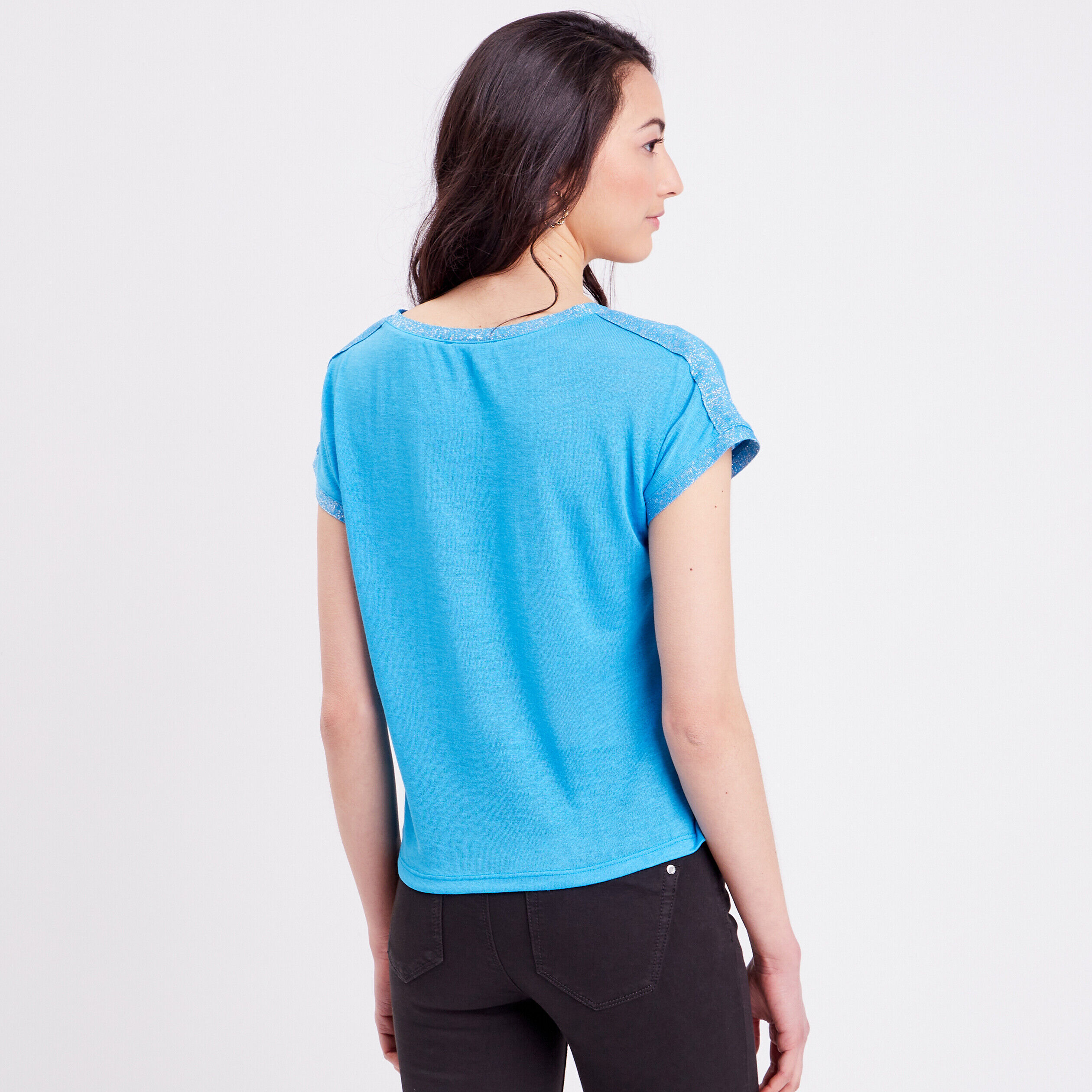 T-shirt manches courtes bleu femme | Cache Cache