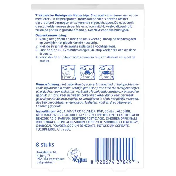Trekpleister faszénes orrtisztító csíkok 8 darab