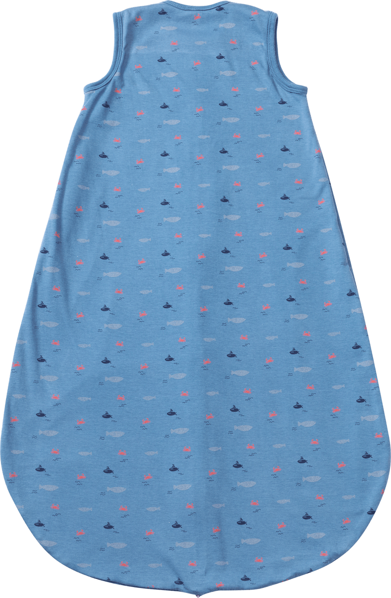 Schlafsack 1 TOG, mit Fisch-Krabben-Muster, blau, 70 cm, 1 St
