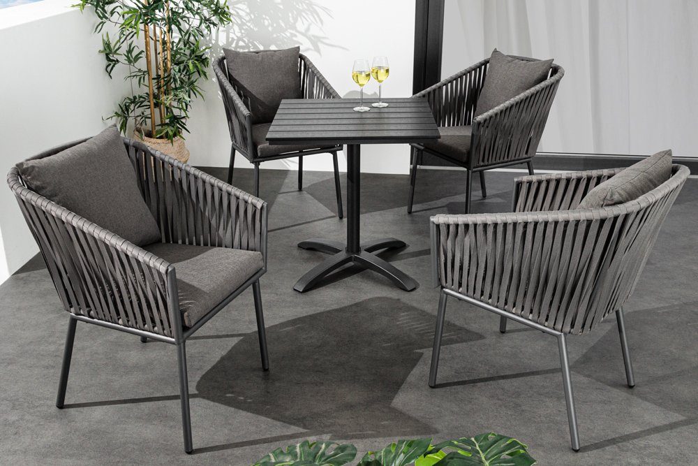 riess-ambiente Gartenstuhl ROPE grau (Einzelartikel, 1 St), Design · Outdoor · Indoor · Aluminium · Armlehnen · Balkon · Terrasse