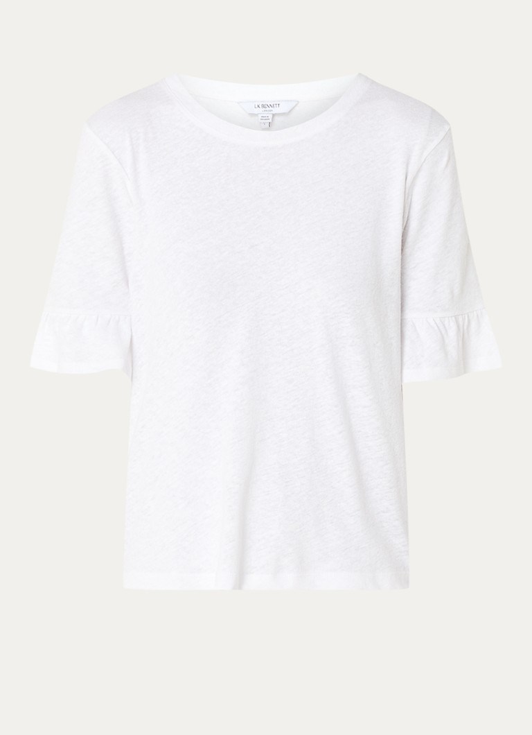 LKBennett TJ Gene top in linen blend with ruffle