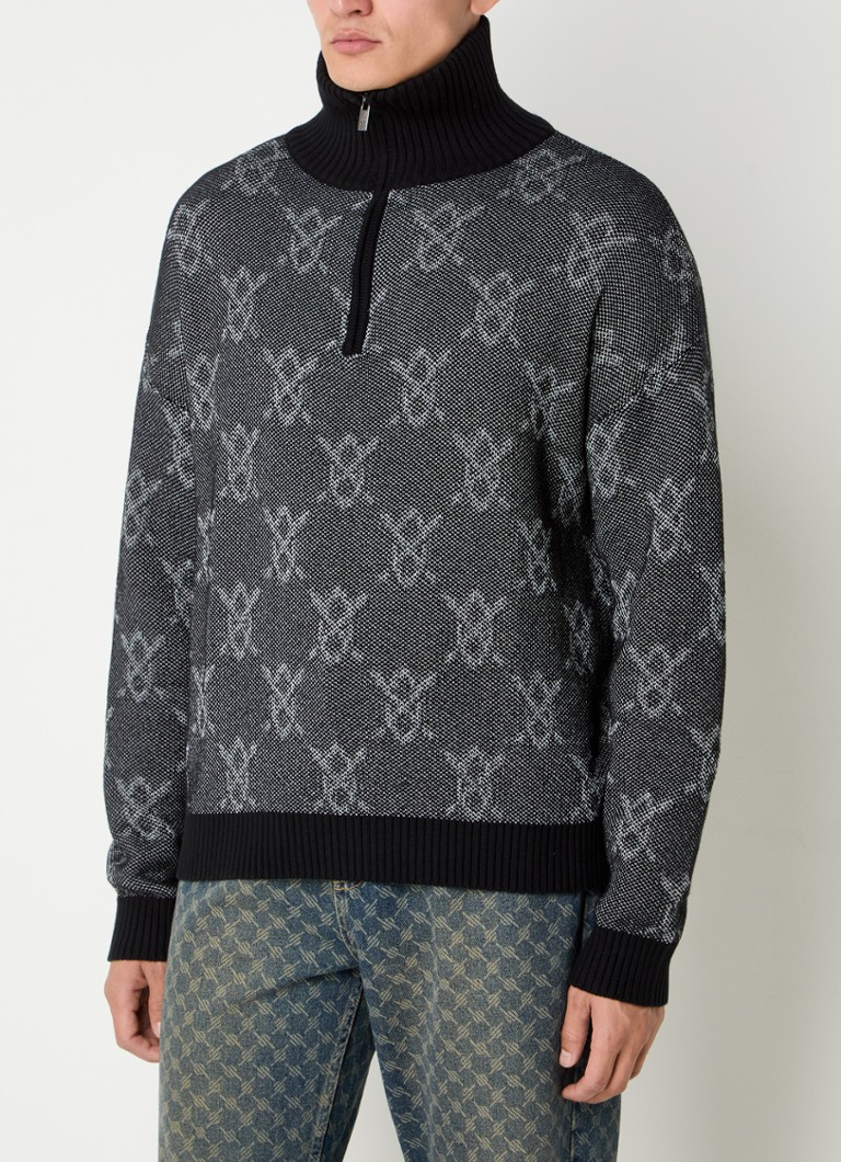 Maglione a maglia fine del Daily Paper Times con logo stampato e mezza zip