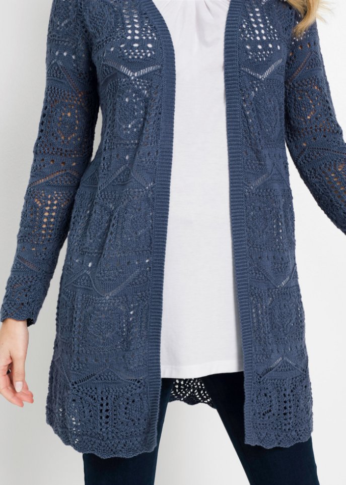 Ajour-Longstrickjacke