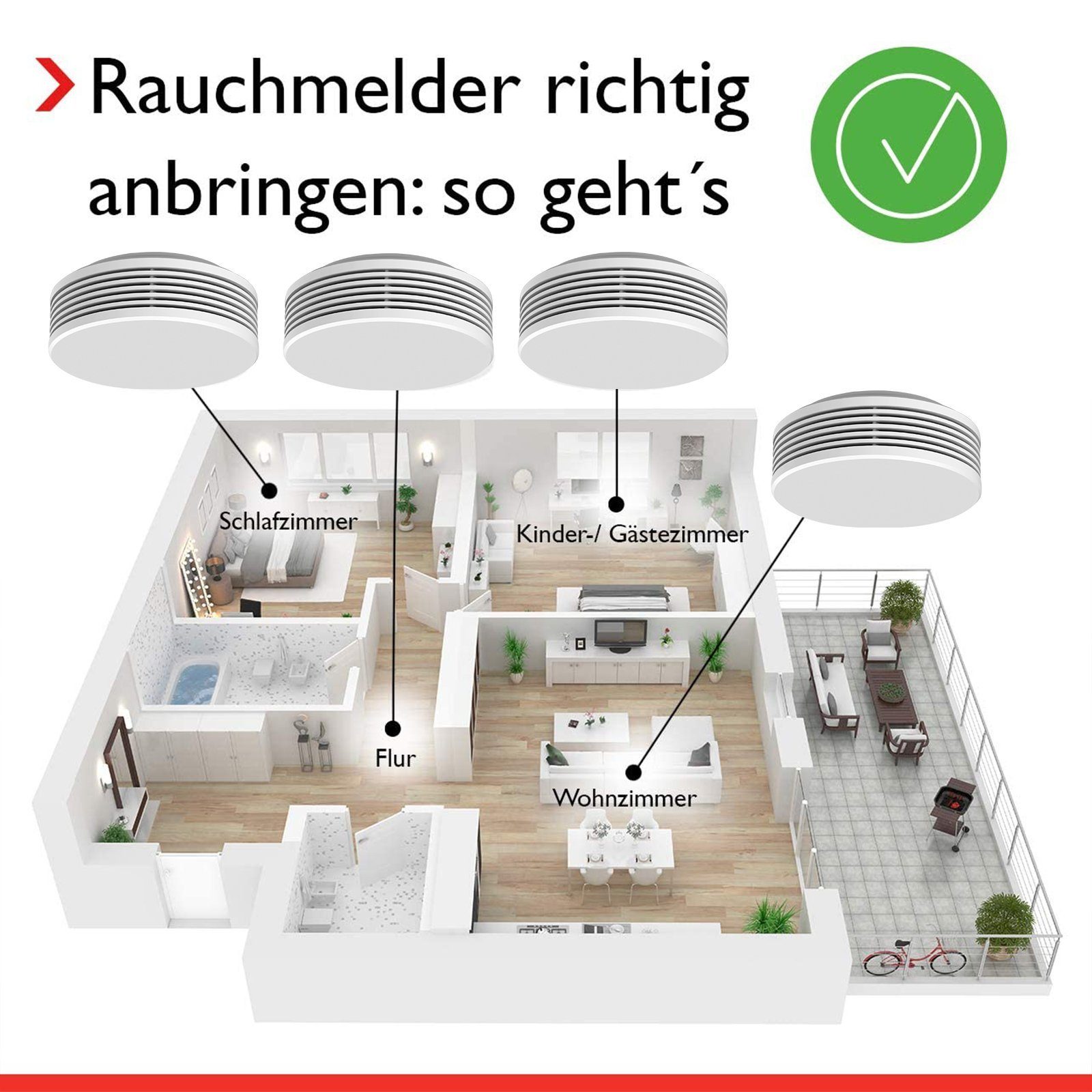 Pyrexx XSD100 Rauchwarnmelder Weiß - 1er Set Rauchmelder
