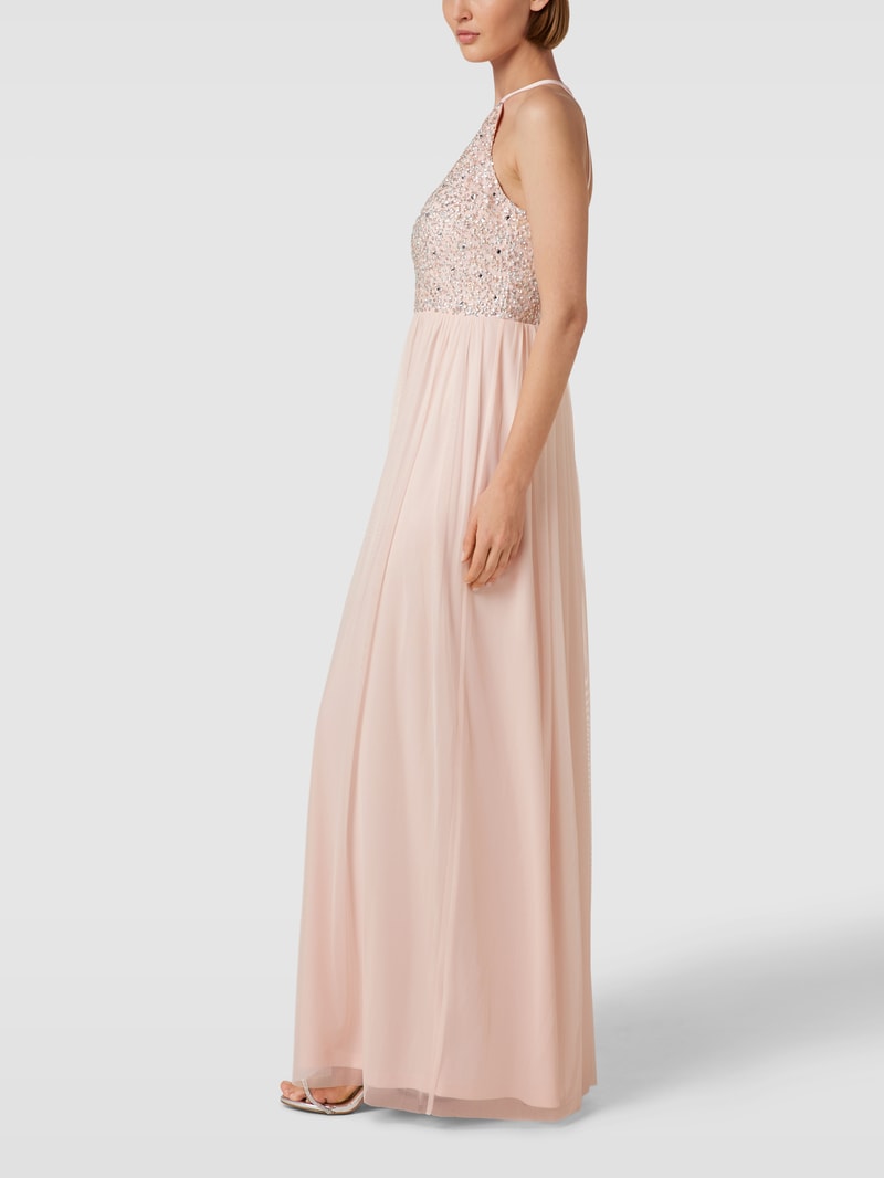 Abendkleid mit Paillettenbesatz in hellrosa