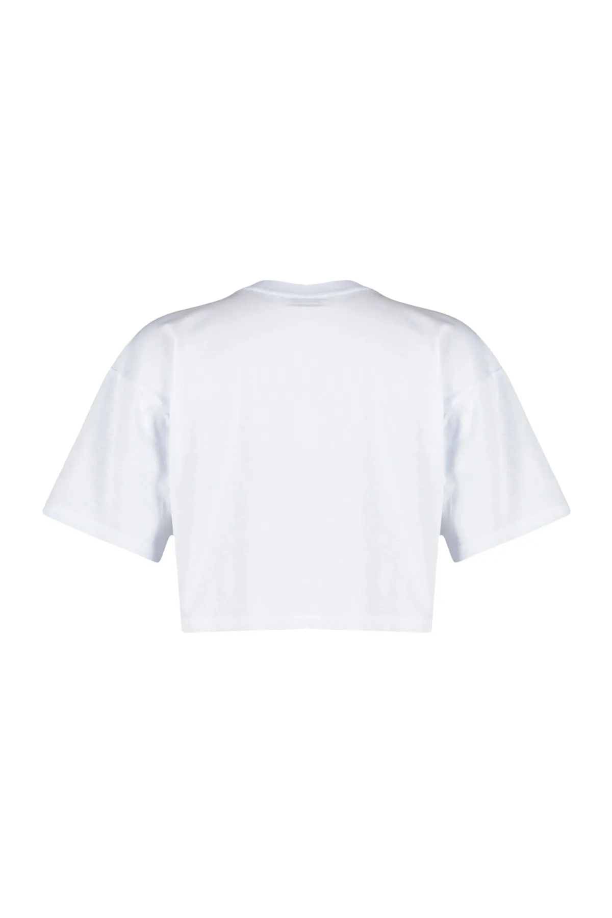 Trendyol Collection  Weißes, kurz geschnittenes Premium-Strick-T-Shirt aus 100 % Baumwolle mit Rundhalsausschnitt TWOSS23TS00038