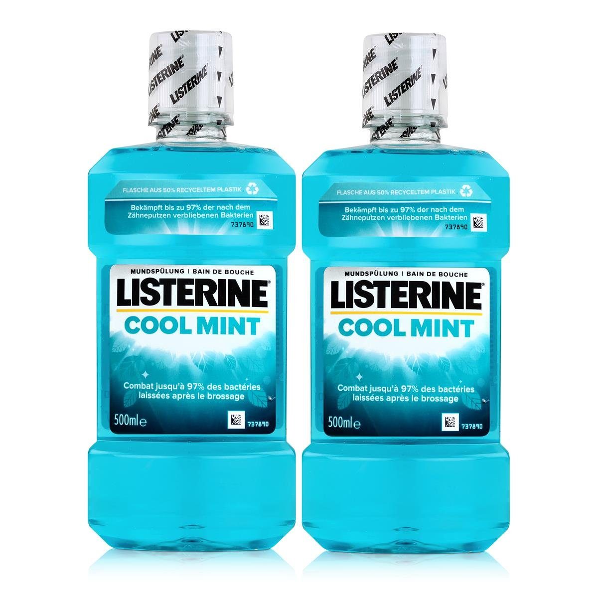 Listerine Mundspülung, Listerine Mundspülung Cool Mint 500ml - Intensiver Minzgeschmack (2er