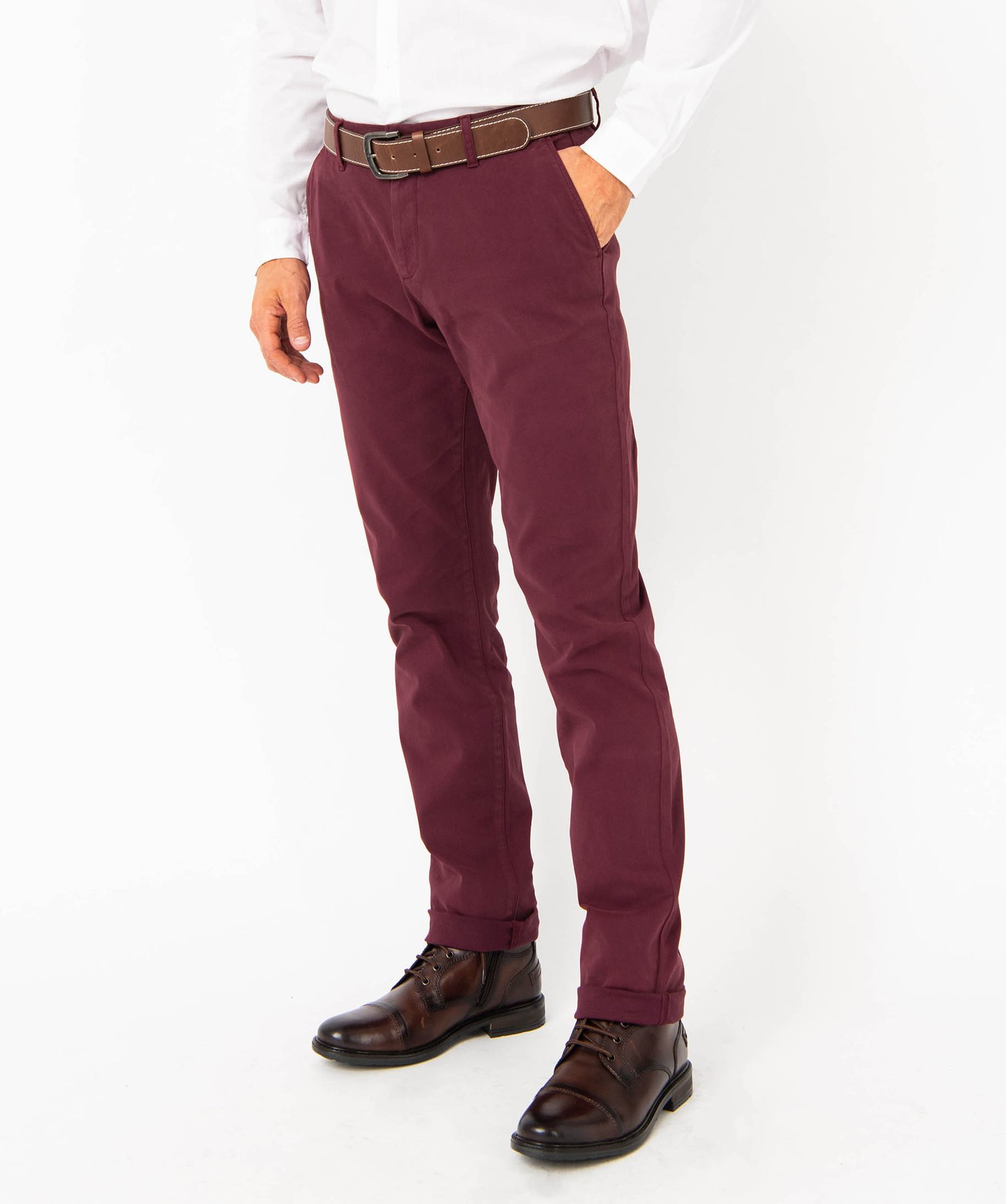 Pantalon chino en coton stretch homme violet | GEMO