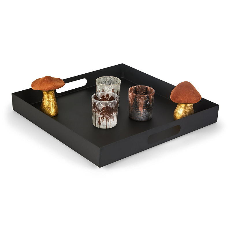 Home Lys/dekorfat 40x40x5 cm metall sort