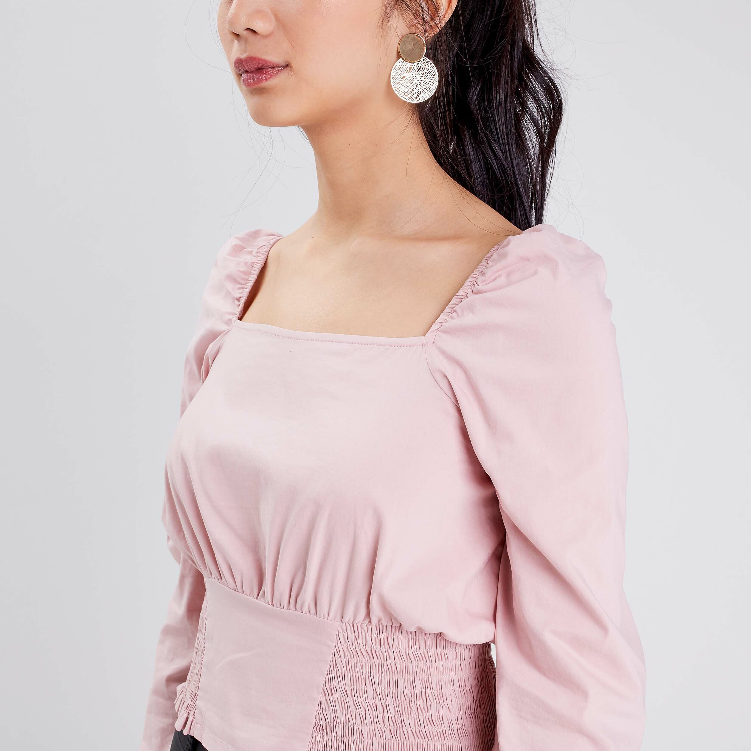Blouse manches longues rose pastel femme | Cache Cache